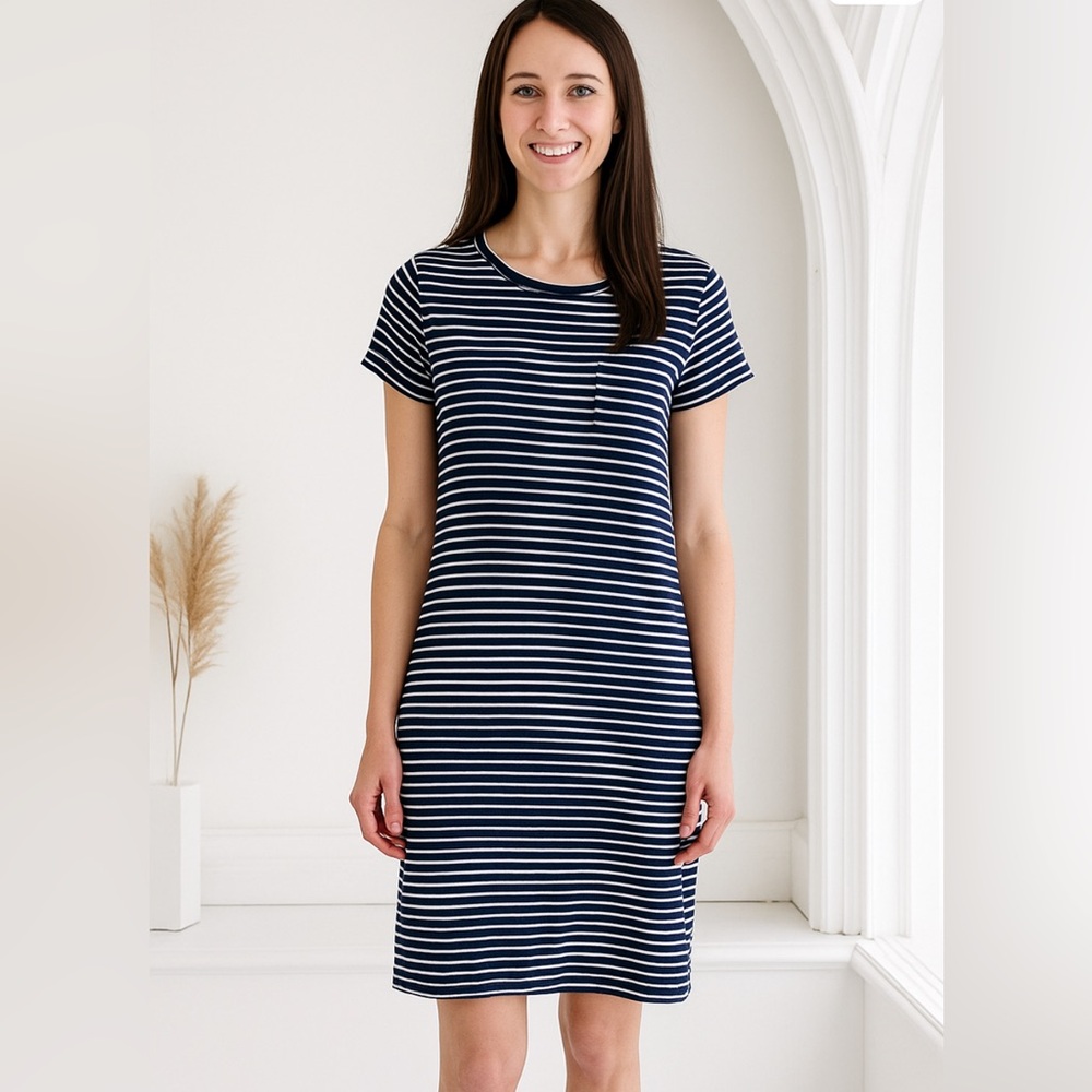 GAP Navy and White Striped T-shirt dress